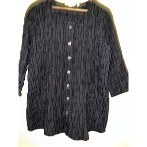 Soft Surroundings Black and Gray Button Front Top Women's Size Medium Pockets